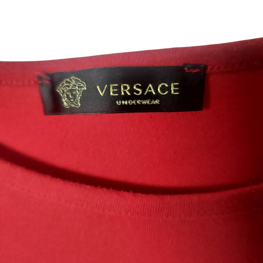 Versace Underwear Mens Red Medusa Logo T-Shirt AUU01005 Made in Italy Size 6 XL - Picture 3 of 7